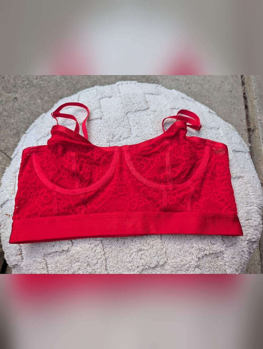 Parade Red Lace Bralette Top Size Medium NWOT